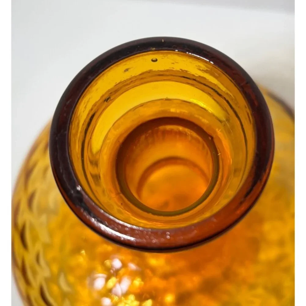 Vintage Empoli Deep Amber Genie Bottle Ship's Decanter with Stopper Quilted Opti - Picture 4 of 8